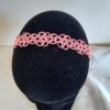 Bandeau Pâquerette en dentelle de frivolité en fil de coton rose