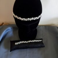 Ensemble bijoux frivolité en passiflore ivoire composé d'un bandeau et d'un bracelet