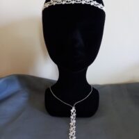 Ensemble bijoux frivolité en passiflore ivoire composé d'un pendentif et d'un bandeau
